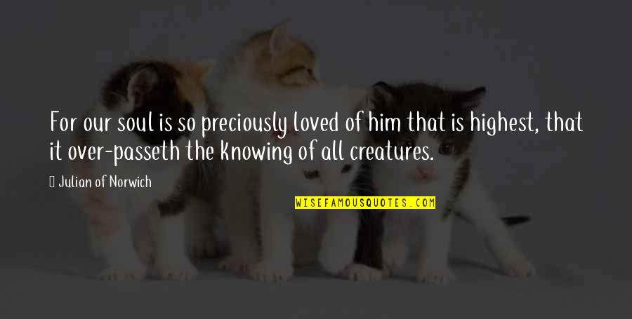 Preciously Quotes By Julian Of Norwich: For our soul is so preciously loved of