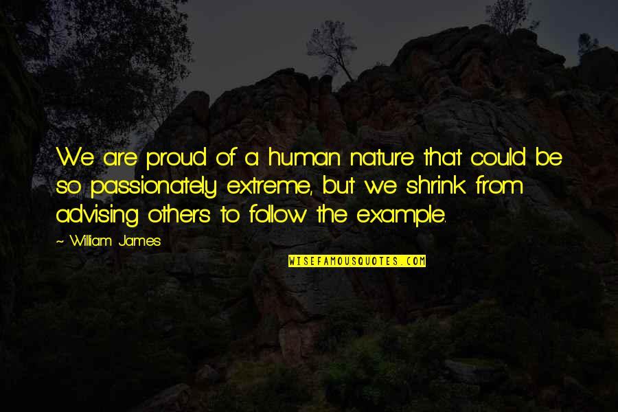 Precipice Blades Quotes By William James: We are proud of a human nature that