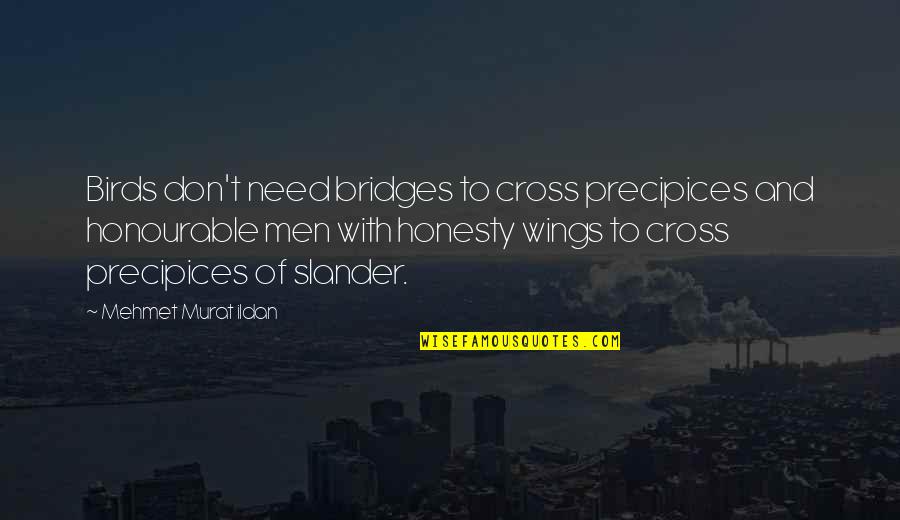 Precipices Quotes By Mehmet Murat Ildan: Birds don't need bridges to cross precipices and