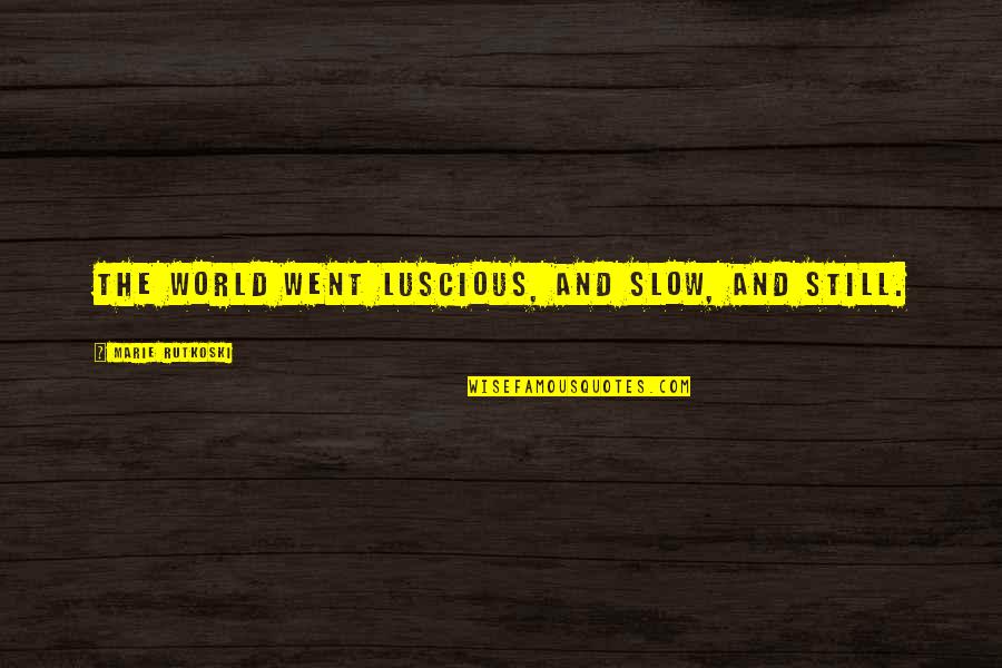 Precludes Antonym Quotes By Marie Rutkoski: The world went luscious, and slow, and still.