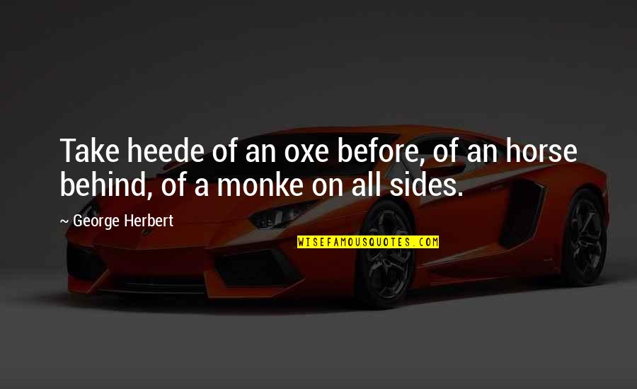 Prediccion Quotes By George Herbert: Take heede of an oxe before, of an