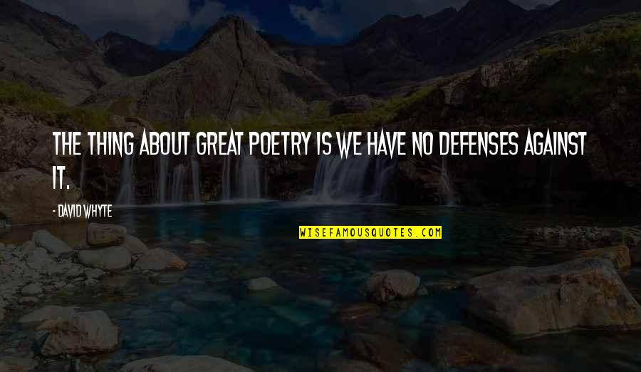 Preemptive Warfare Quotes By David Whyte: The thing about great poetry is we have