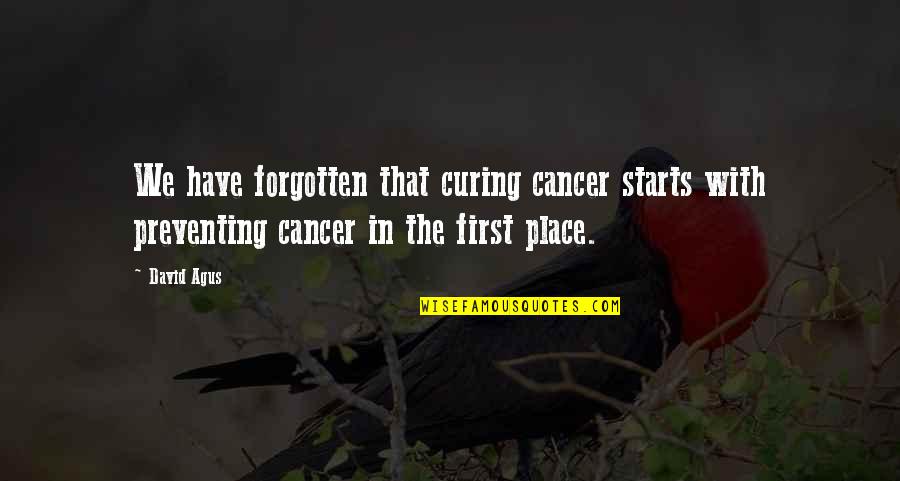 Preferrable Quotes By David Agus: We have forgotten that curing cancer starts with