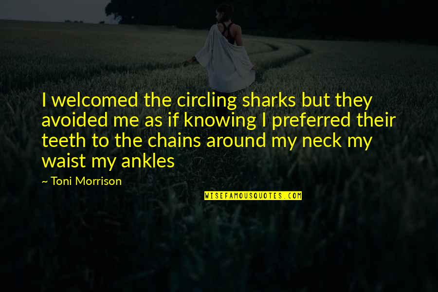 Preferred Quotes By Toni Morrison: I welcomed the circling sharks but they avoided