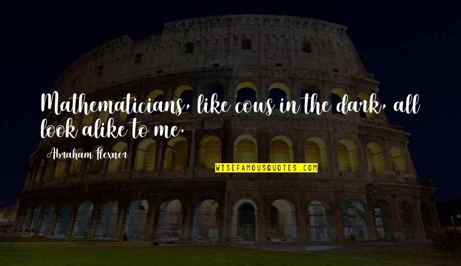 Prefiro Viajar Quotes By Abraham Flexner: Mathematicians, like cows in the dark, all look Prefiro Viajar Quotes By Abraham Flexner: Mathematicians, like cows in the dark, all look