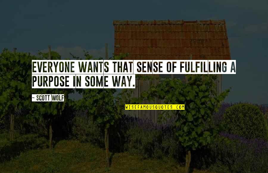 Pregnant And Doing It Alone Quotes By Scott Wolf: Everyone wants that sense of fulfilling a purpose