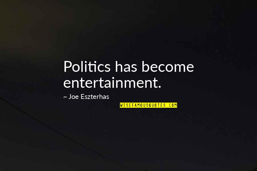 Prejudgements Quotes By Joe Eszterhas: Politics has become entertainment. Prejudgements Quotes By Joe Eszterhas: Politics has become entertainment.