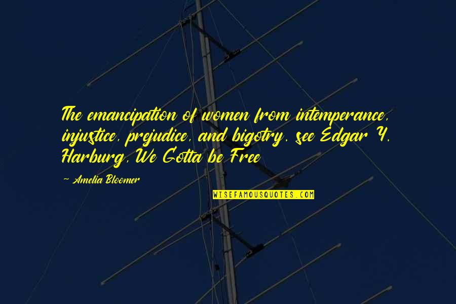 Prejudice And Bigotry Quotes By Amelia Bloomer: The emancipation of women from intemperance, injustice, prejudice,