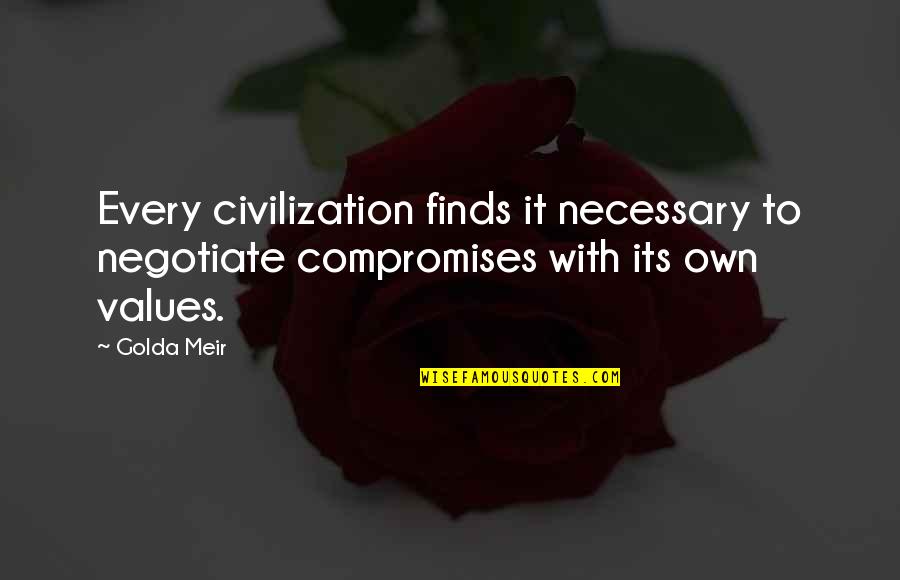 Prelipceanu Cosmin Quotes By Golda Meir: Every civilization finds it necessary to negotiate compromises