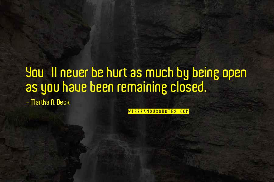 Premiered Synonym Quotes By Martha N. Beck: You'll never be hurt as much by being