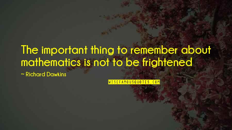 Premonitions Movie Quotes By Richard Dawkins: The important thing to remember about mathematics is