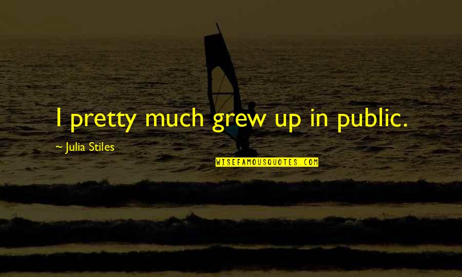 Prendergast School Quotes By Julia Stiles: I pretty much grew up in public.