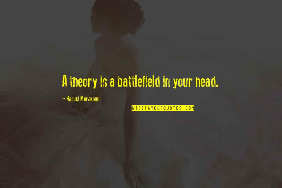 Preneurum Quotes By Haruki Murakami: A theory is a battlefield in your head. Preneurum Quotes By Haruki Murakami: A theory is a battlefield in your head.