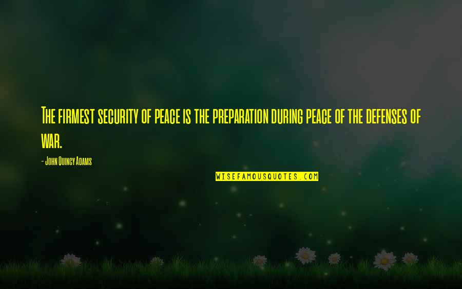 Preparation For War Quotes By John Quincy Adams: The firmest security of peace is the preparation