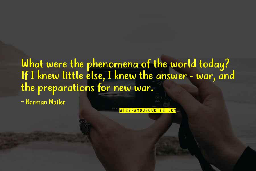 Preparation For War Quotes By Norman Mailer: What were the phenomena of the world today?