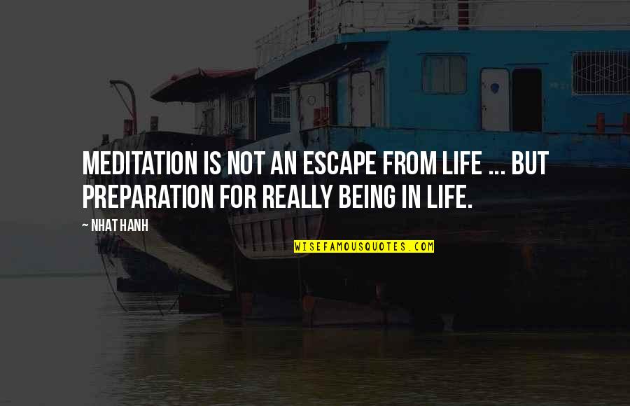 Preparation In Life Quotes By Nhat Hanh: Meditation is not an escape from life ...