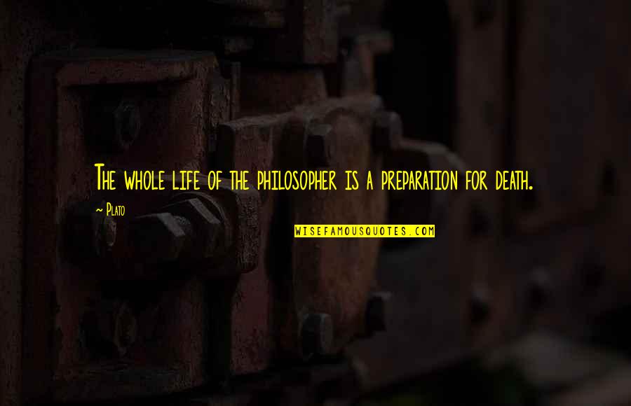 Preparation In Life Quotes By Plato: The whole life of the philosopher is a