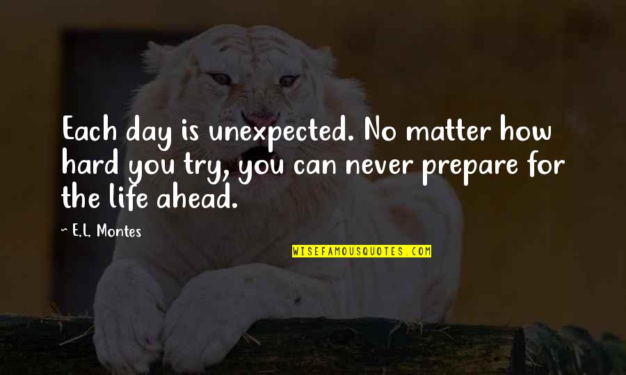 Prepare For You Quotes By E.L. Montes: Each day is unexpected. No matter how hard Prepare For You Quotes By E.L. Montes: Each day is unexpected. No matter how hard