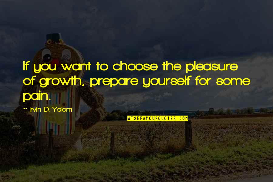 Prepare For You Quotes By Irvin D. Yalom: If you want to choose the pleasure of