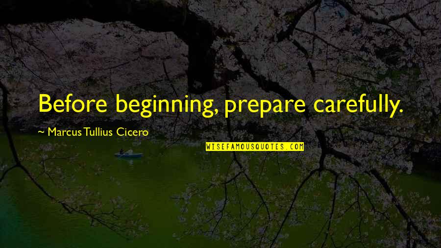 Prepare Quotes By Marcus Tullius Cicero: Before beginning, prepare carefully.