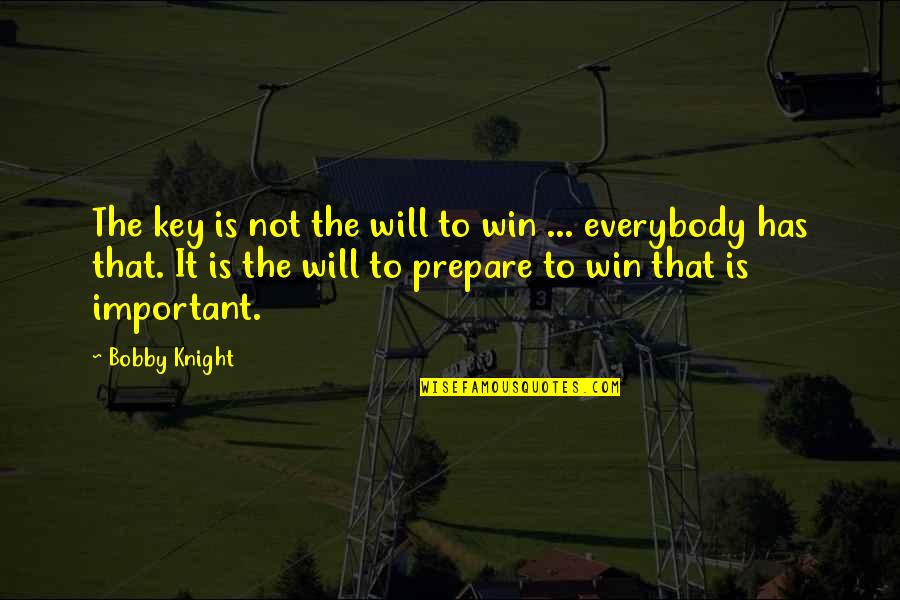Prepare To Win Quotes By Bobby Knight: The key is not the will to win