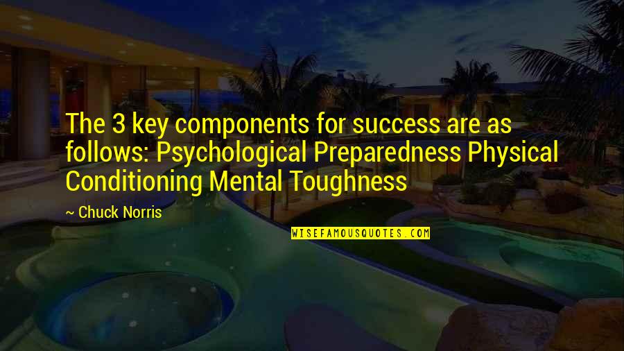 Preparedness And Success Quotes By Chuck Norris: The 3 key components for success are as