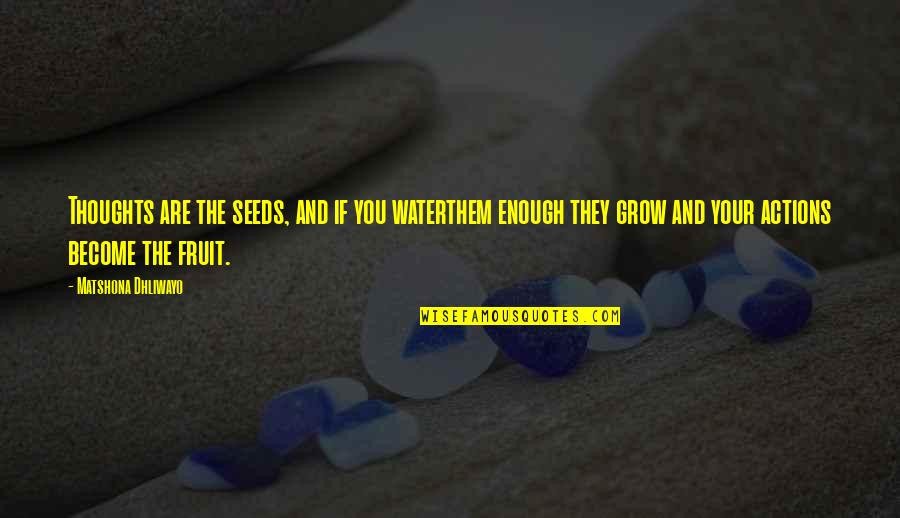 Preplanned Quotes By Matshona Dhliwayo: Thoughts are the seeds, and if you waterthem