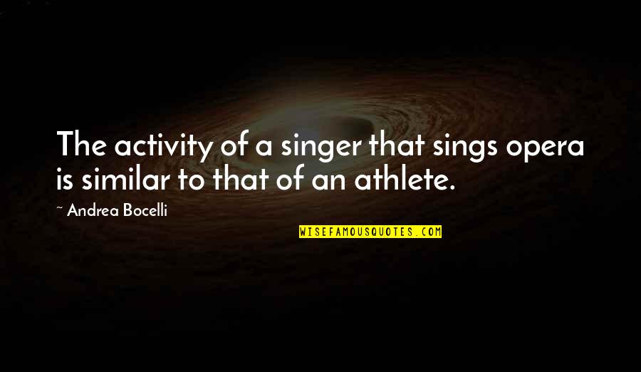 Prepotenza In English Quotes By Andrea Bocelli: The activity of a singer that sings opera