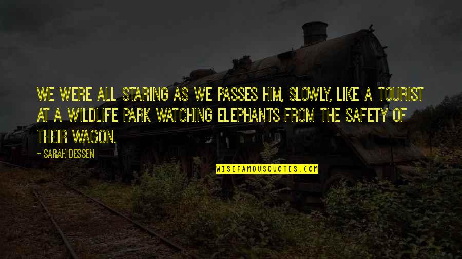 Preprinted Whole Cloth Quotes By Sarah Dessen: We were all staring as we passes him, Preprinted Whole Cloth Quotes By Sarah Dessen: We were all staring as we passes him,