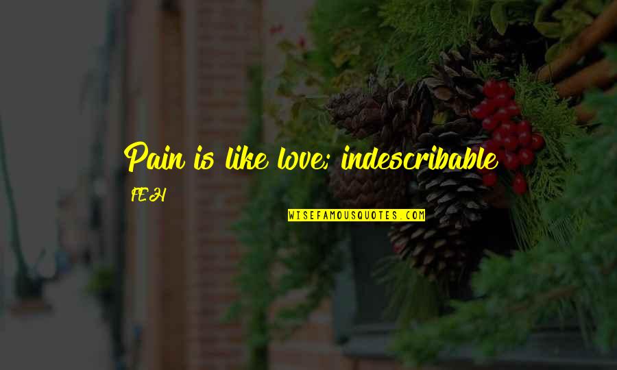 Preprogramming Quotes By FEH: Pain is like love; indescribable