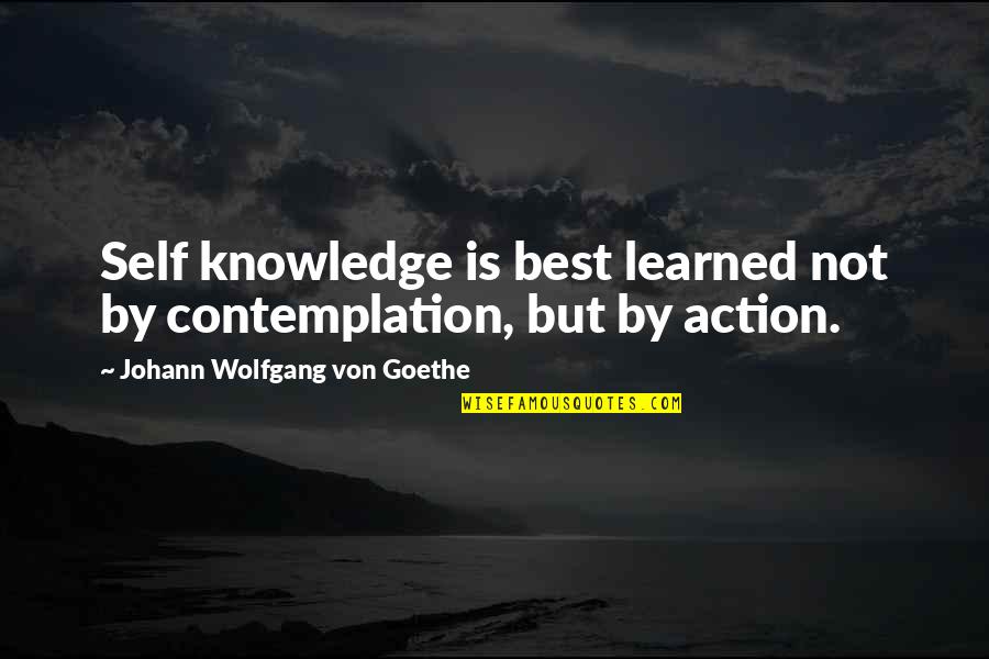 Prerenal Quotes By Johann Wolfgang Von Goethe: Self knowledge is best learned not by contemplation,