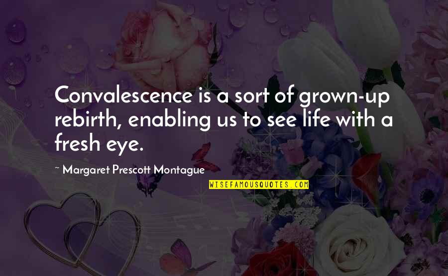 Prescott Quotes By Margaret Prescott Montague: Convalescence is a sort of grown-up rebirth, enabling