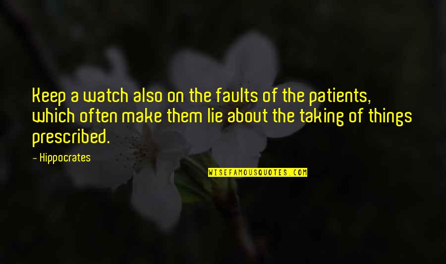 Prescribed Quotes By Hippocrates: Keep a watch also on the faults of