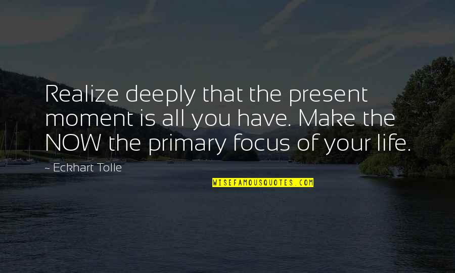 Present In The Moment Quotes By Eckhart Tolle: Realize deeply that the present moment is all