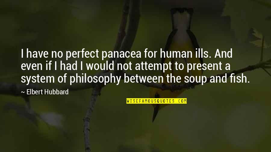 Present Perfect Quotes By Elbert Hubbard: I have no perfect panacea for human ills.