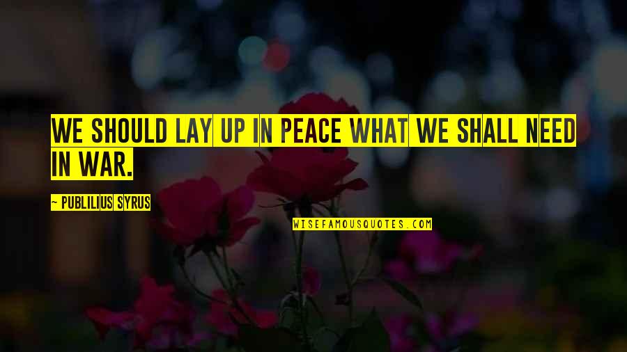 Present Perfect Quotes By Publilius Syrus: We should lay up in peace what we