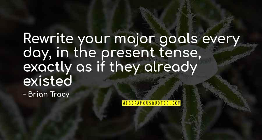 Present Tense Quotes By Brian Tracy: Rewrite your major goals every day, in the