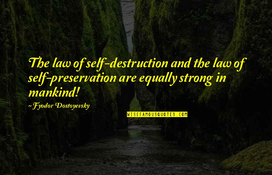 Preservation Of Self Quotes By Fyodor Dostoyevsky: The law of self-destruction and the law of