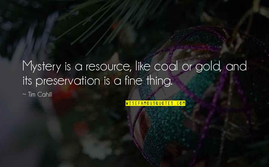 Preservation's Quotes By Tim Cahill: Mystery is a resource, like coal or gold,