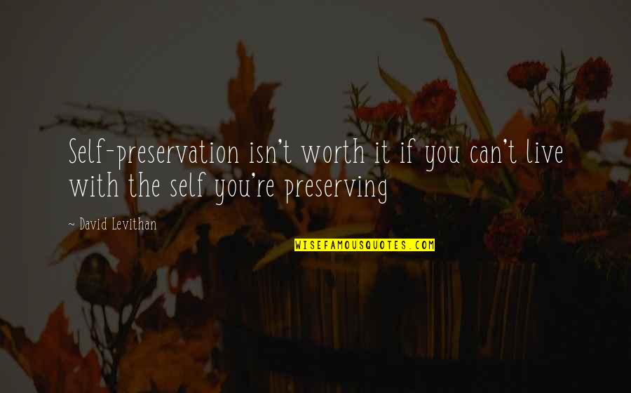 Preserving Quotes By David Levithan: Self-preservation isn't worth it if you can't live