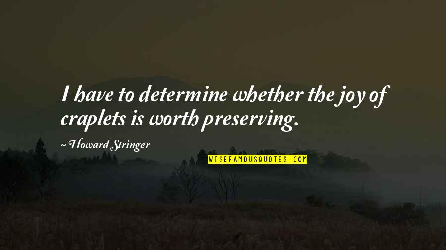 Preserving Quotes By Howard Stringer: I have to determine whether the joy of