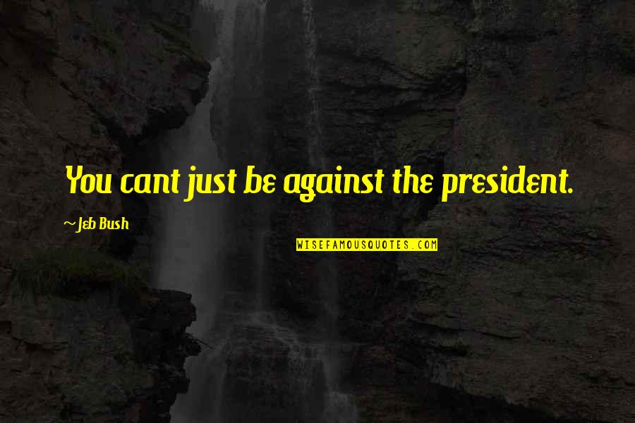 President Bush Quotes By Jeb Bush: You cant just be against the president.