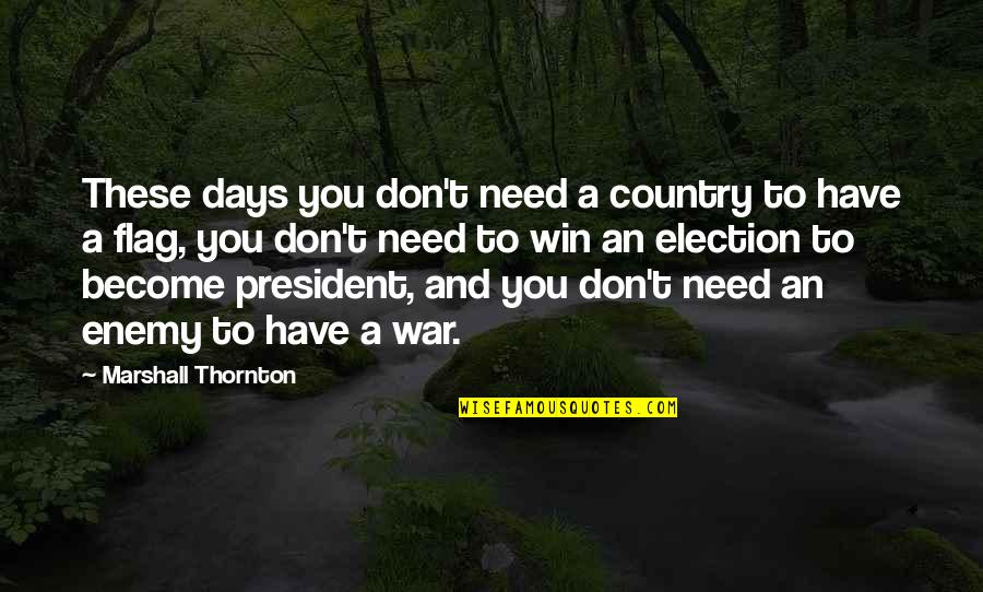 President Election Quotes By Marshall Thornton: These days you don't need a country to