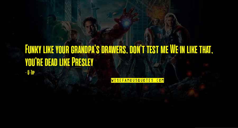 Presley's Quotes By Q-Tip: Funky like your grandpa's drawers, don't test me