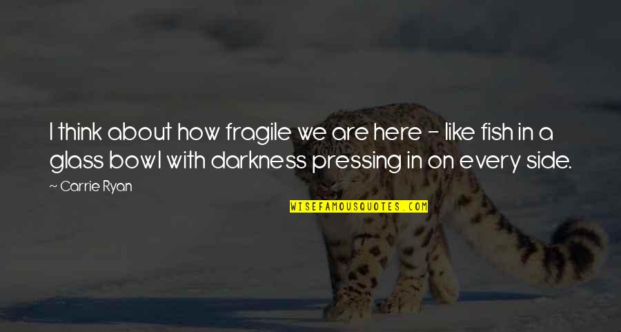 Pressing Quotes By Carrie Ryan: I think about how fragile we are here Pressing Quotes By Carrie Ryan: I think about how fragile we are here