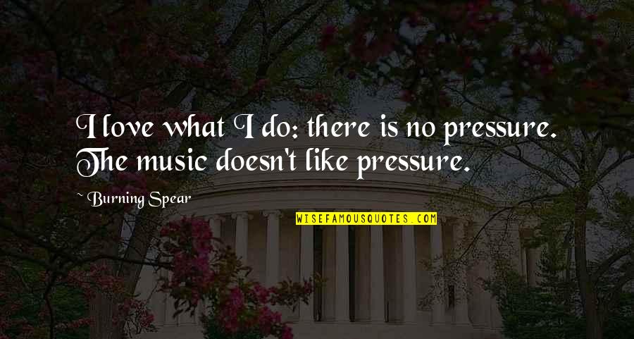 Pressure In Love Quotes By Burning Spear: I love what I do: there is no