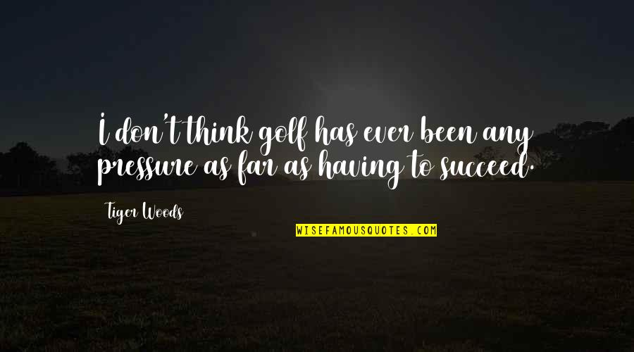 Pressure To Succeed Quotes By Tiger Woods: I don't think golf has ever been any