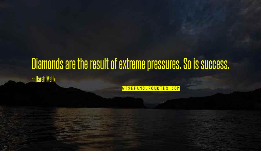 Pressures Quotes By Harsh Malik: Diamonds are the result of extreme pressures. So