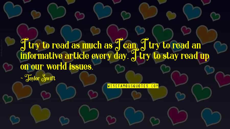 Presumo Translation Quotes By Taylor Swift: I try to read as much as I