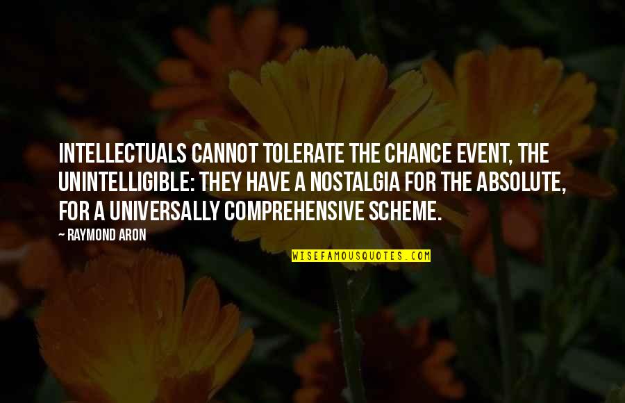 Pretend Happiness Quotes By Raymond Aron: Intellectuals cannot tolerate the chance event, the unintelligible:
